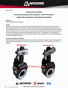 Gunite Slack Adjuster Chart